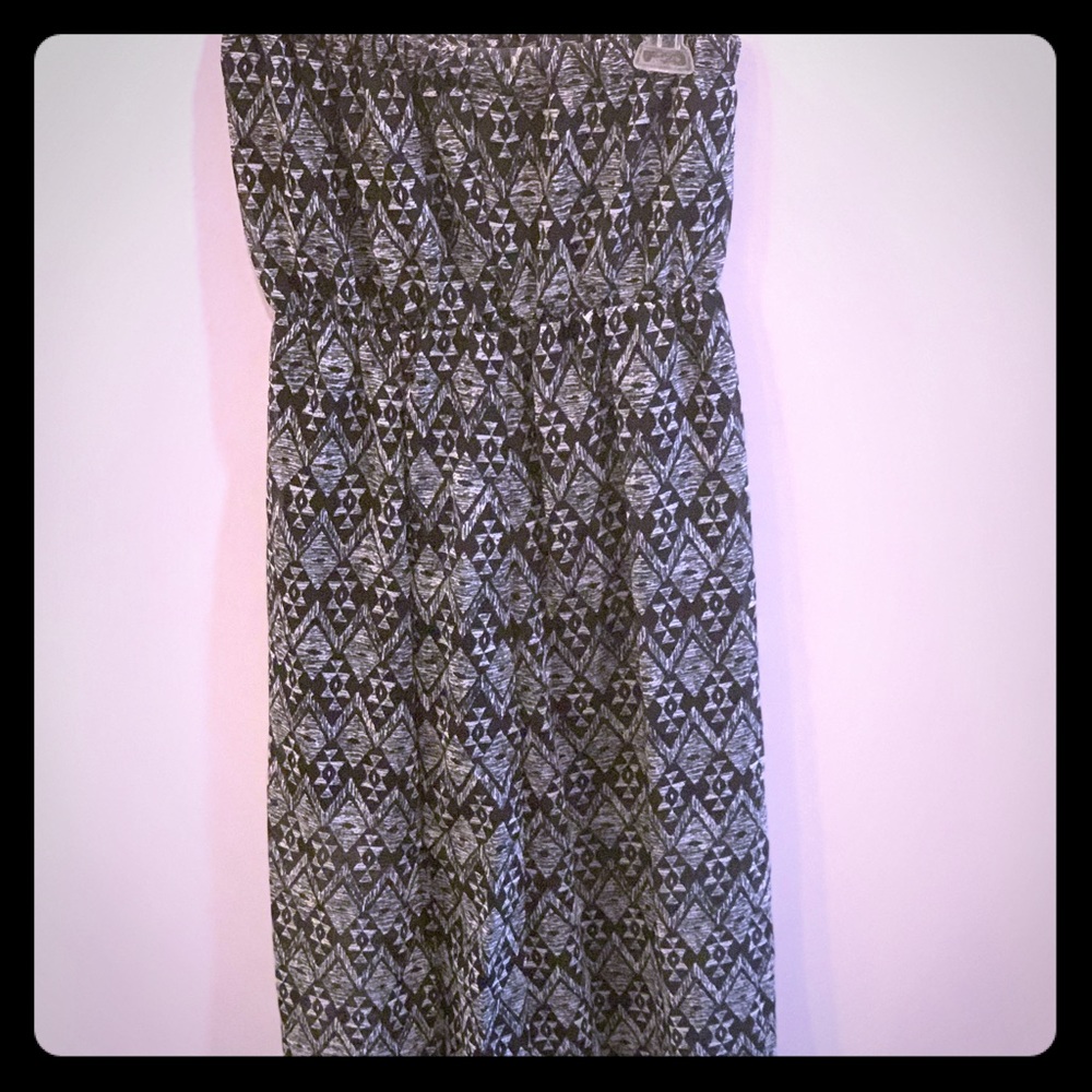 Long strapless summer patterned dress